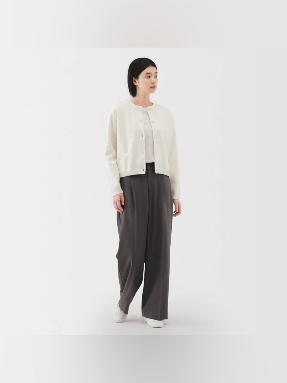 MUJI Women's Washable Crew Neck Cardigan